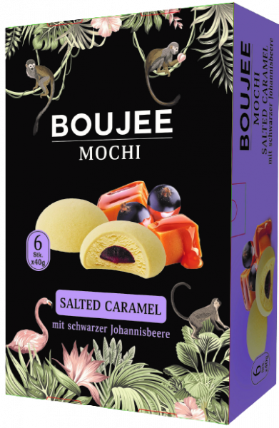 BOUJEE - Eiscreme Mochi Salzkaramell mit schwarzer Johannisbeerfüllung