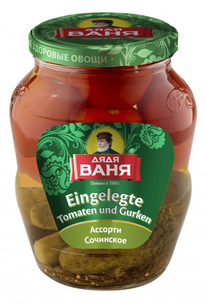 Eingelegte Tomaten und Gurken "Assorti"